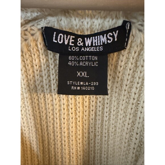 Love & Whimsy Womens Boyfriend Cardigan Sweater XXL Button Cotton Chunky Preppy - Picture 2 of 8
